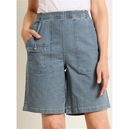 Elastic Waist Denim Shorts - Magnamail