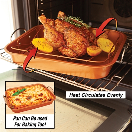 Copper Non-Stick Turkey & Chicken Roasting Pan by Home Innovations 
